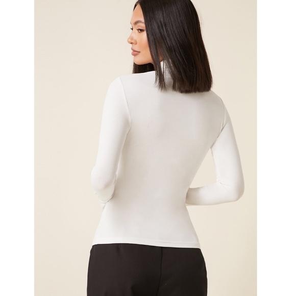 White Turtle Neck Long Sleeve Tee - Picture 2 of 15